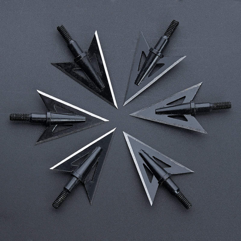 12Pcs Hunting Broadheads 100Grain Archery Arrow Heads Thread Screw-in Arrow Tips Points