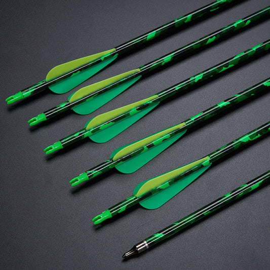 12pcs 30" Archery Pattern Carbon Arrows ID6.2 SP 500 Compound Traditional Bow Hunting