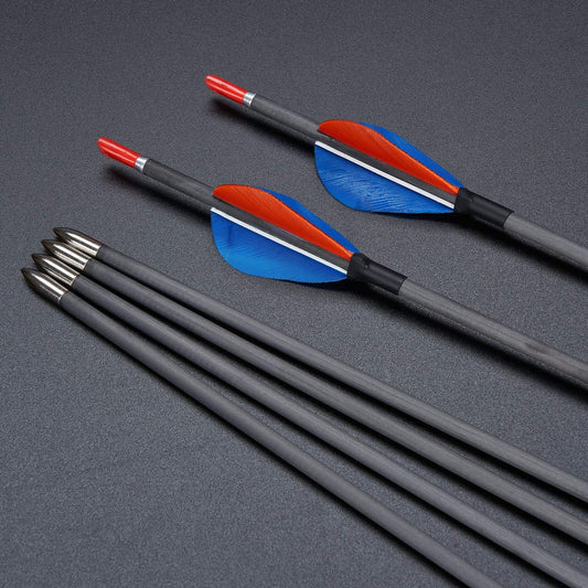 12pcs 32" Archery Pure Carbon Arrows Turkey Feather Fletched Practice Shooting Arrow