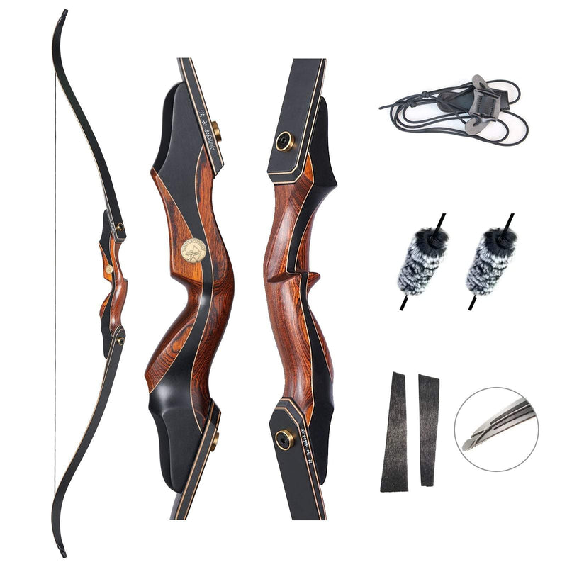 Archery  60" Hunting Recurve Bow Takedown Wood Laminated Bow RH for Outdoor Shooting 30-50lbs