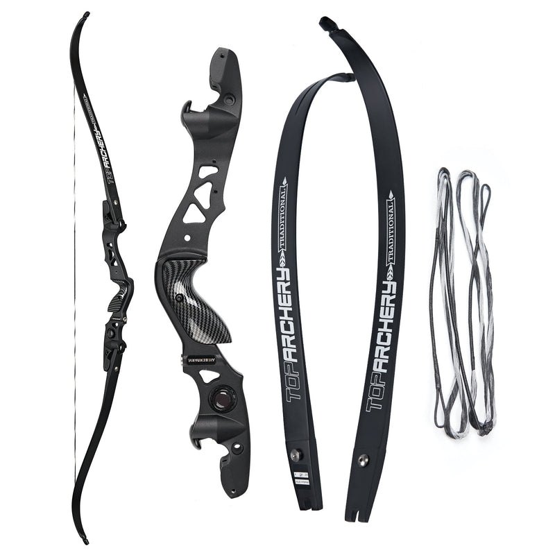 Archery 62" ILF Recurve Bow Set RH Aluminum Riser Hunting Bow with 12pcs Carbon Arrows 25-60lbs