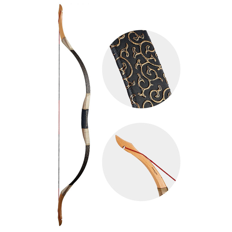 Archery 48"- 54" Traditional Recurve Bow and Wooden Arrows Set Mongolian Horse Bow with Arrow Quiver