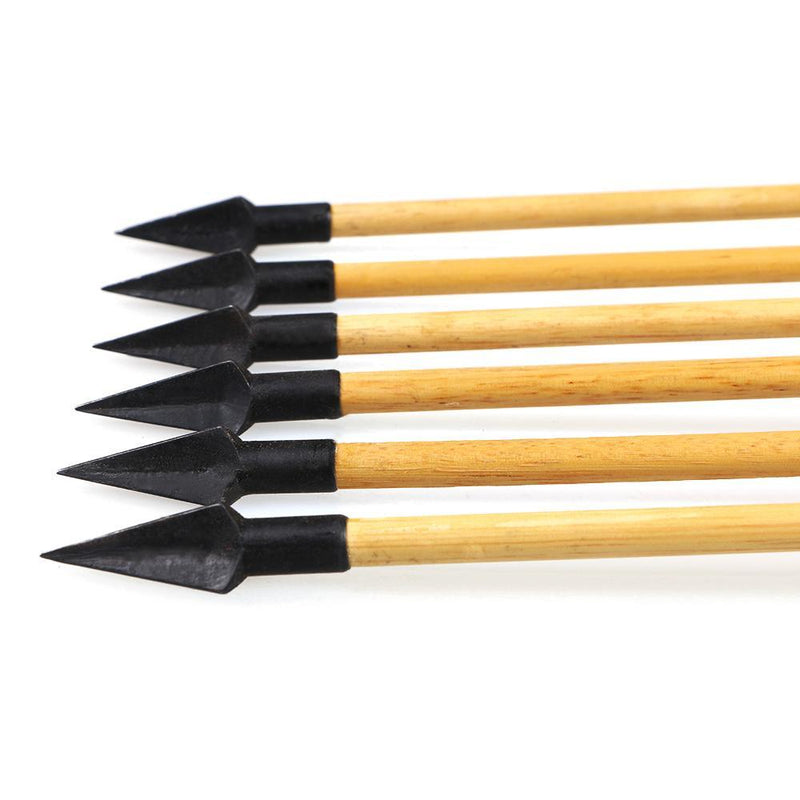 Traditional Wooden Arrows Natural Real Feather Archery 31.5" with Hunting Arrowheads 6Pcs