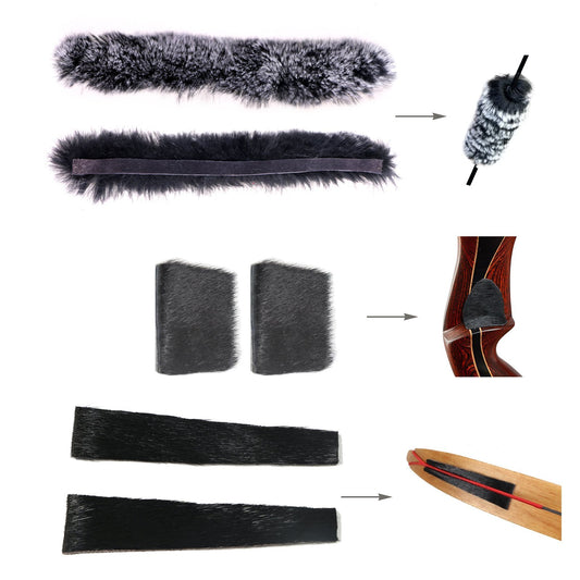 Archery Otter Hide Bow String Silencer Self-adhesive Fur Arrow Rest Bow Limbs Silencer Pads Kit