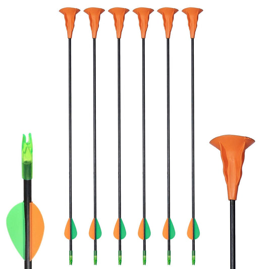 6Pcs Archery Suction Cup Arrows 6mm Fiberglass Shaft Safety Children Sucker Arrows