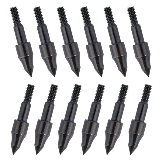 12Pcs Archery Arrowheads Carbon Steel 100Grain Screw-In Field Points