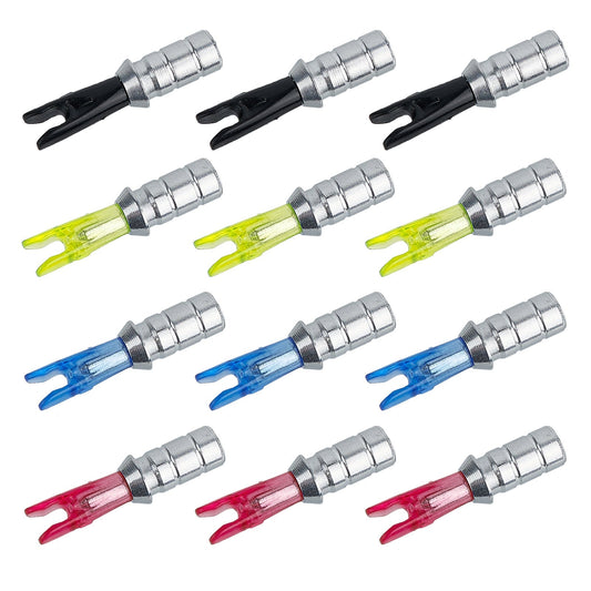 12Pcs Archery Arrow Pin Nock Aluminum Pins and Plastic Nocks for ID 6.2 mm Arrow Shaft DIY Archery Accessories