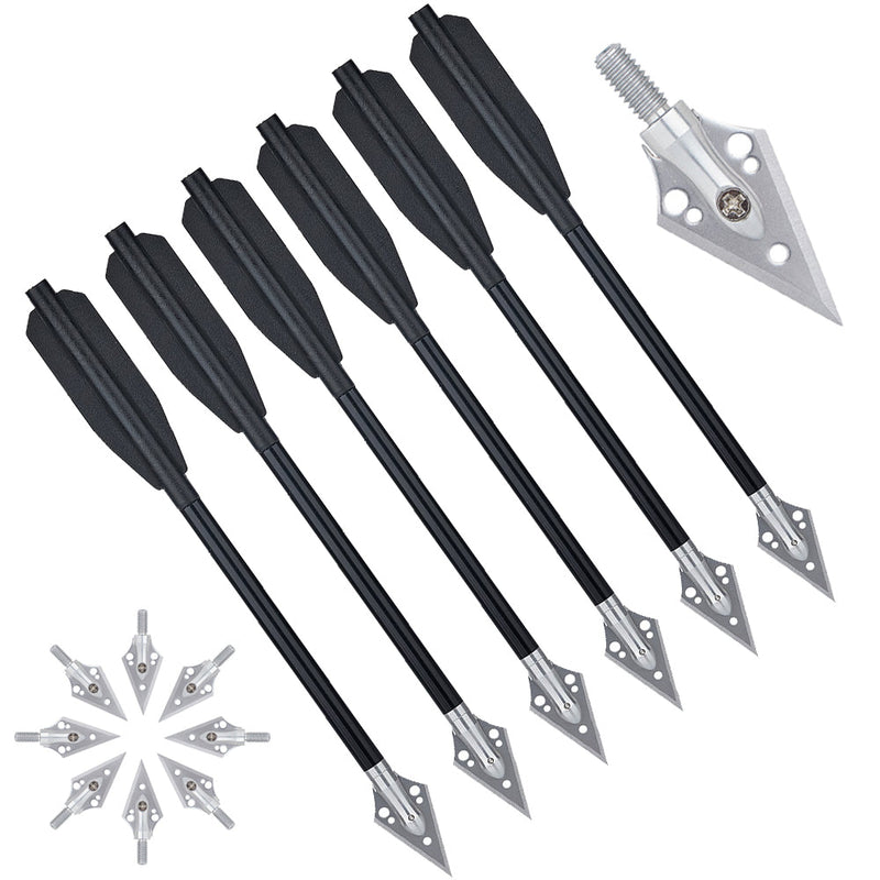 24pcs 6.5 Inch Crossbow Arrow Aluminum Tips Bolt with 2-Blade Replaceable Broadheads Outdoor Shooting Hunting Arrow