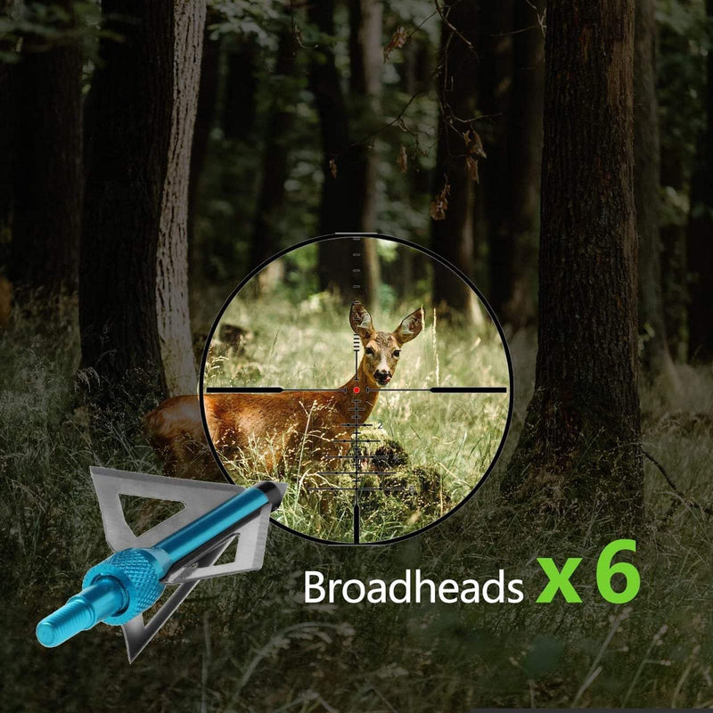 20 Inch Crossbow Bolt and Broadheads Set 12pcs Carbon Arrows with 6pcs Hunting Broadheads