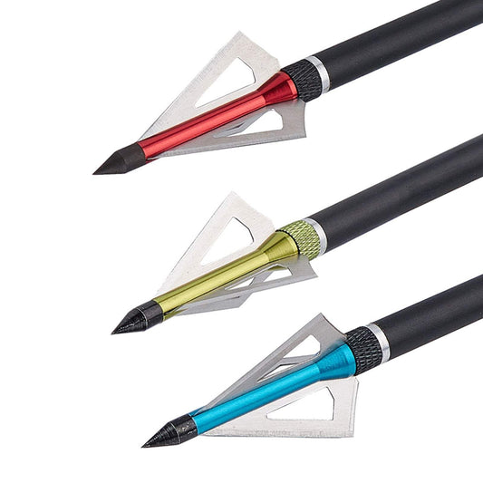 12Pcs Archery Hunting Broadheads 3 Fixed Blades Arrow Tips Point 100/125Grain Arrowheads