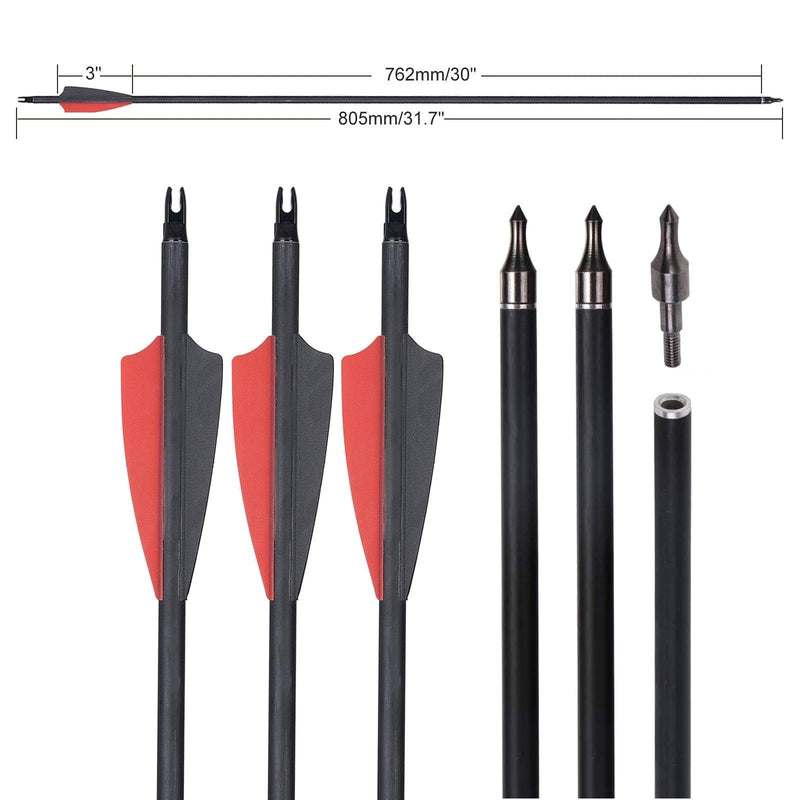 Archery 60" Takedown Recurve Hunting Bow and Arrow Set Wood Laminated Bow Right Hand with 12pcs Carbon Arrows 25-50lbs