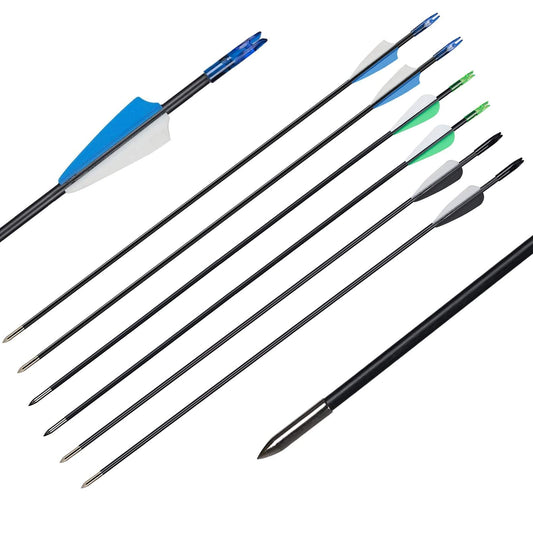 12pcs Archery 31.5" Fiberglass Arrows Spine 800 Beginner Shooting Target Practice Arrows