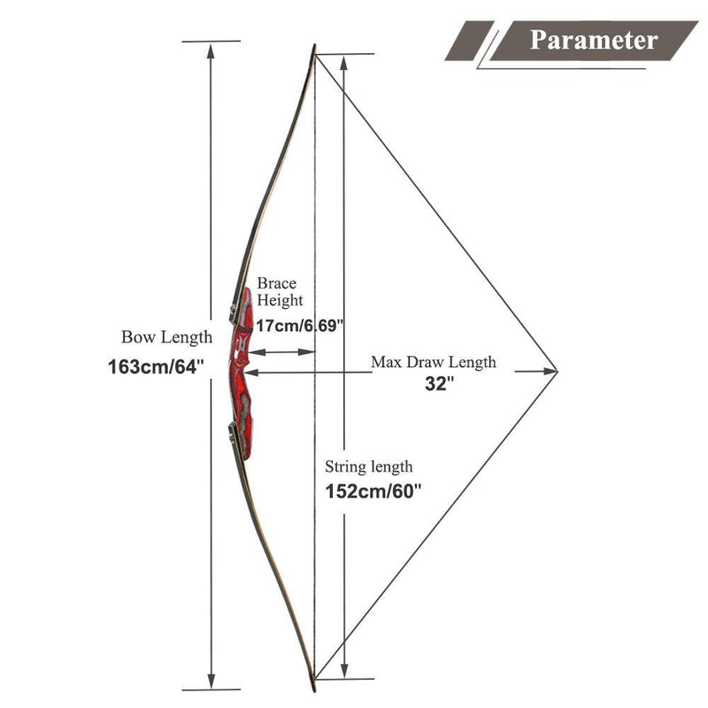64 Inch Archery Traditional Wood Longbow Takedown Recurve Laminated Bow Right-handed 25-50LBS
