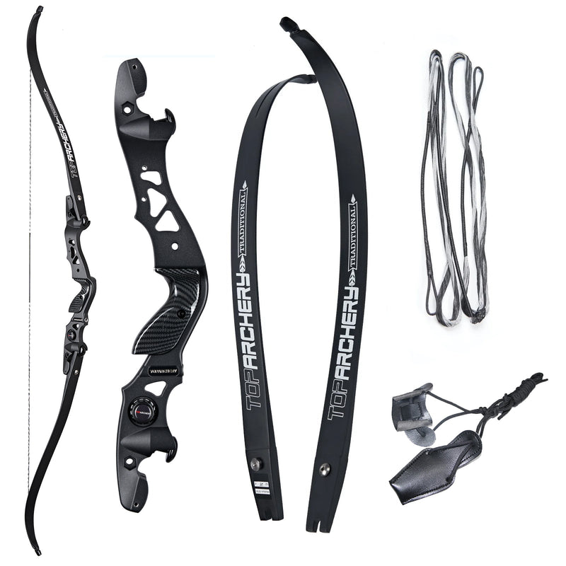 Archery 62" ILF Recurve Hunting Bow Set Aluminum Alloy Riser Right Handed Bow with 12pcs Ture Feather Arrows 25-60lbs