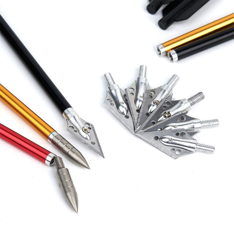 24pcs 6.3" Crossbow Arrows Aluminum Alloy Arrow Shaft Replaceable Arrow Tip Plastic Feather Vane Black/Red/Gold