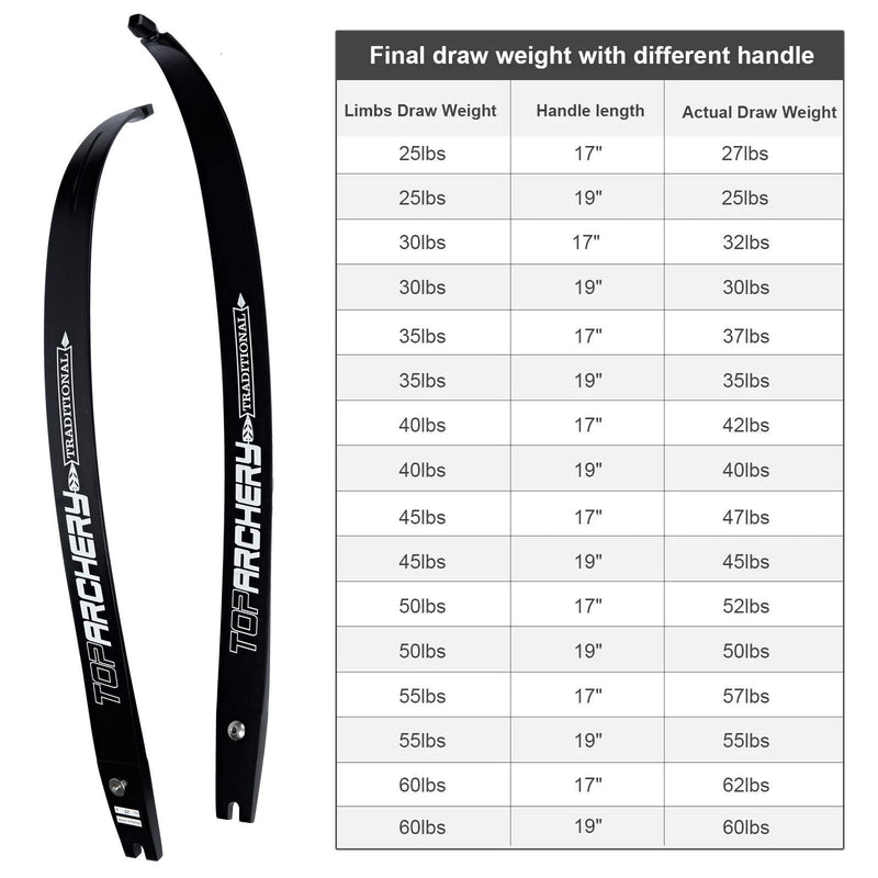 TopArchery ILF Recurve Bow Limbs 25-60lbs Target Shooting Accessory