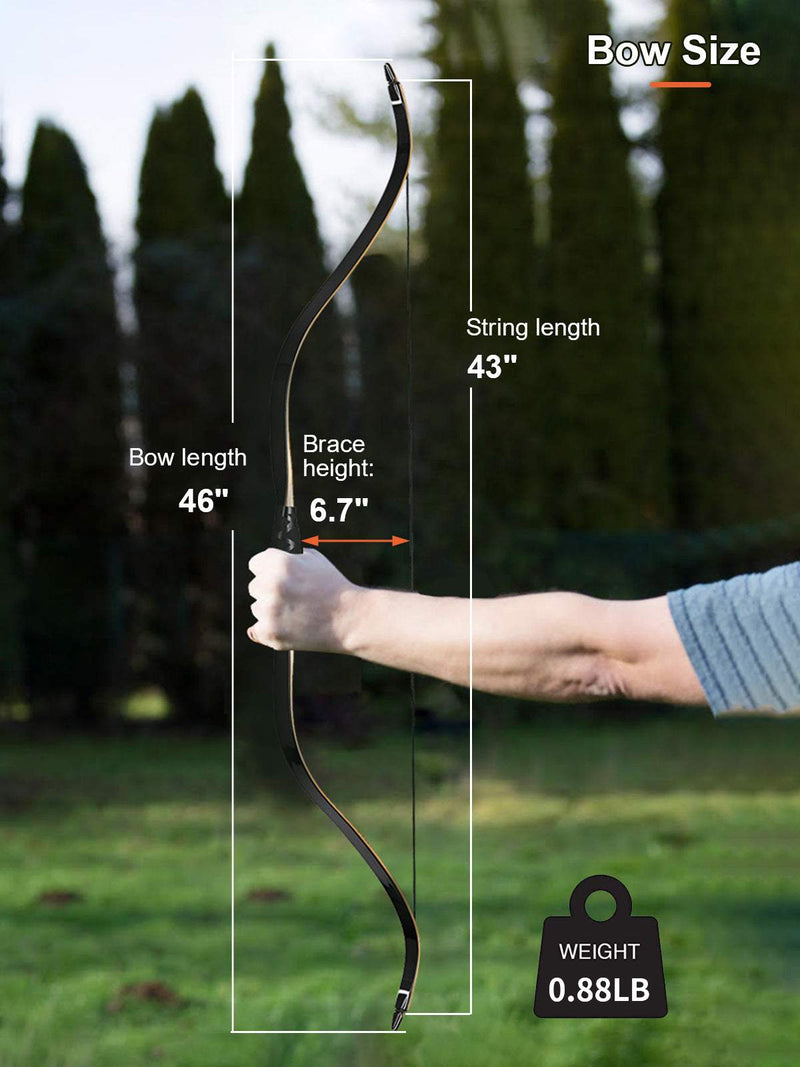 Archery 46" Traditional Horse Bow Recurve Laminated Bow Hunting Practice 25-50lbs