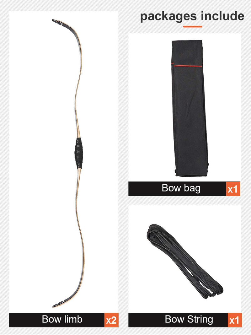 Archery 46" Traditional Horse Bow Recurve Laminated Bow Hunting Practice 25-50lbs