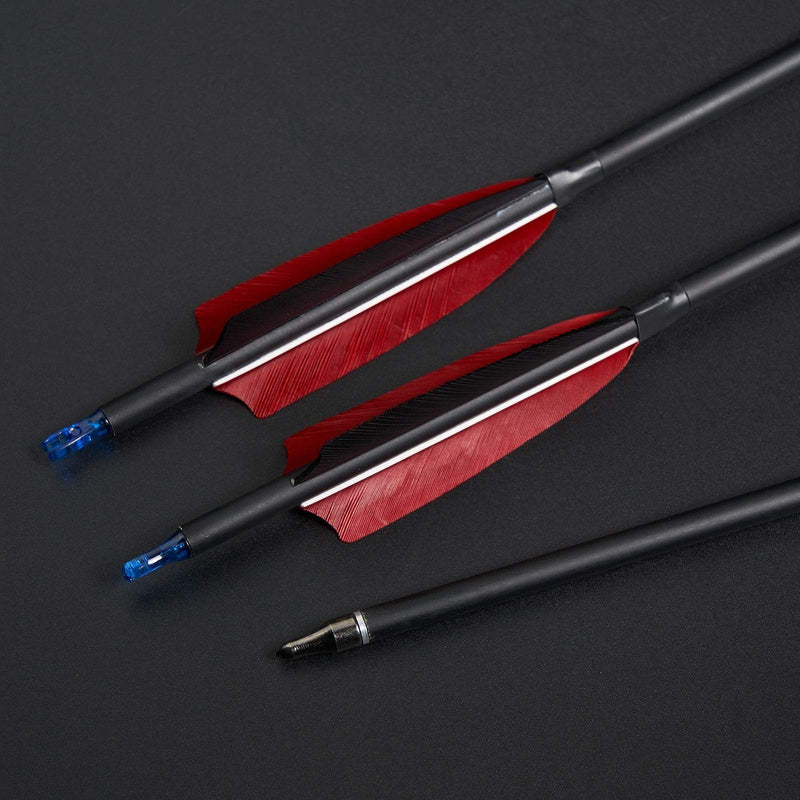 60" Archery Recurve Bow and Arrows Set Feather Fletched Carbon Arrows with Laminated Hunting Bow 25-50lbs