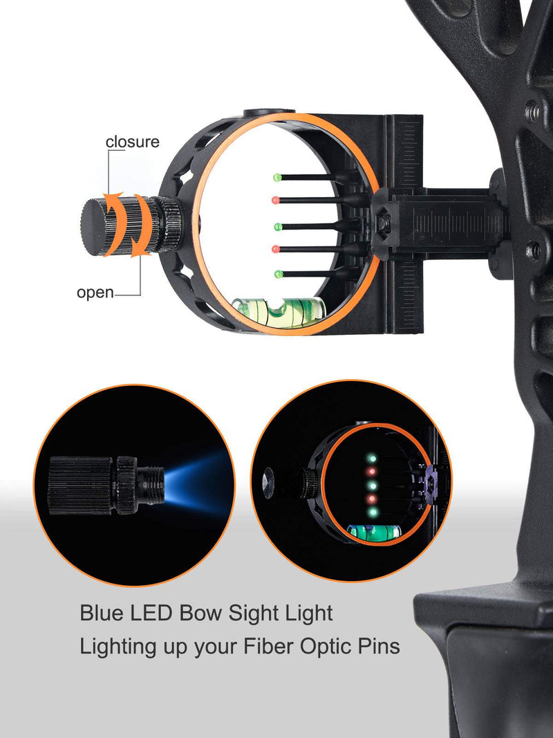 Archery 5-PIN Bow Sight with Light For Recurve Compound Bow
