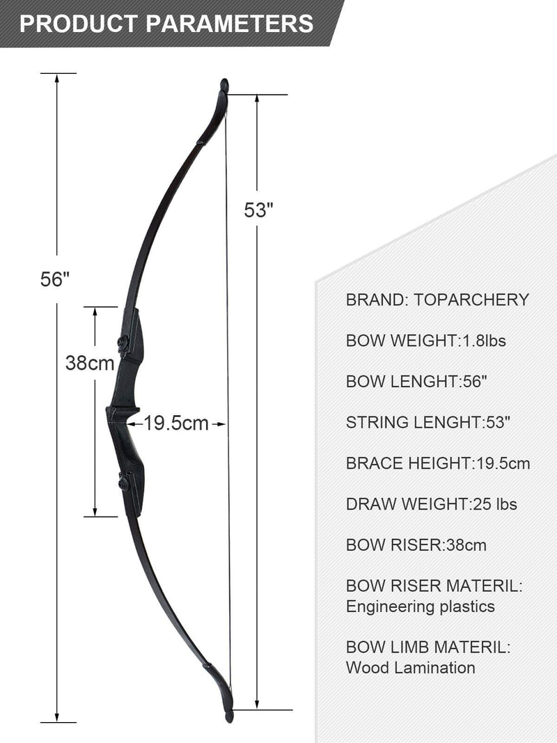 57" Youth Ambidextrous Recurve Bow for Archery Club Beginner Teenagers Left Right Hand 20/30/40lbs