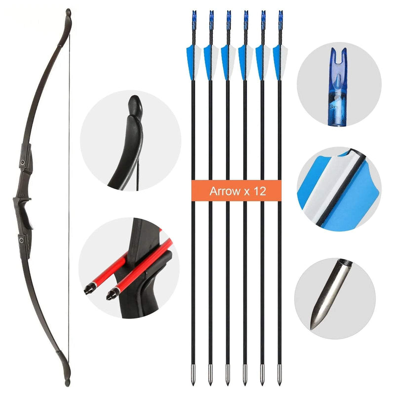 Archery 57" Ambidextrous Takedown Recurve Bow Set for Beginner Teenagers Practice Left Right Hand 20-40lbs