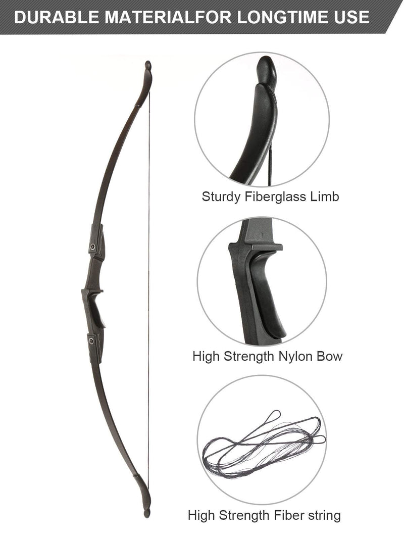 Archery 57" Ambidextrous Takedown Recurve Bow Set for Beginner Teenagers Practice Left Right Hand 20-40lbs