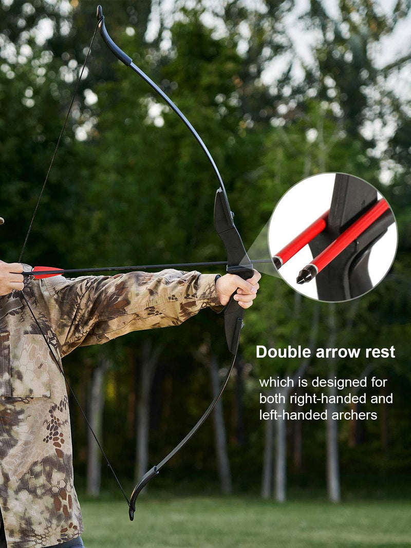 Archery 57" Ambidextrous Recurve Bow Set with Carbon Arrow for Beginner Teenagers Practice Bow Left Right Hand 20/30/40lbs