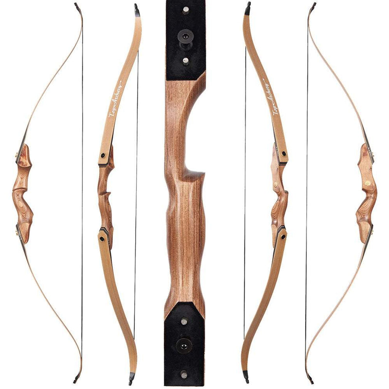 60" Archery Hunting Bow Wood Laminated Takedown Recurve Bow Right Handed 30-50lbs