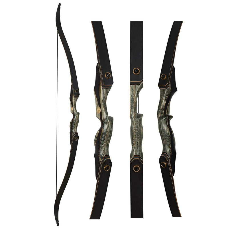 60" Takedown Recurve Hunting Bow Wood Laminated Bow RH 30-50lbs