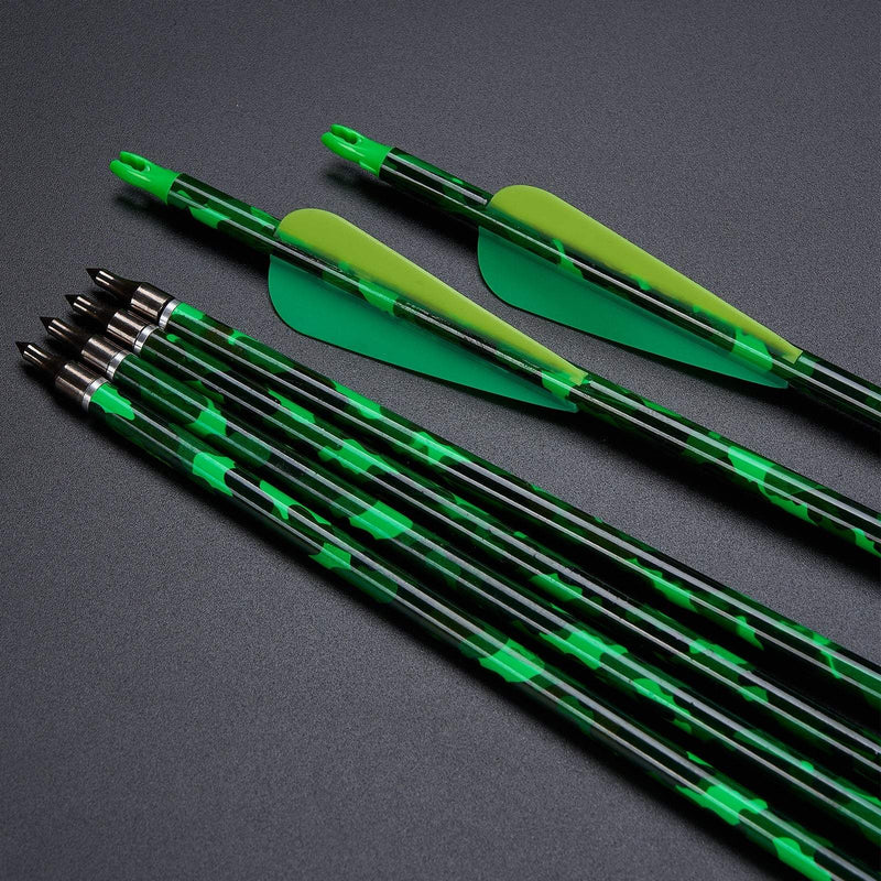 12pcs 30" Archery Pattern Carbon Arrows ID6.2 SP 500 Compound Traditional Bow Hunting