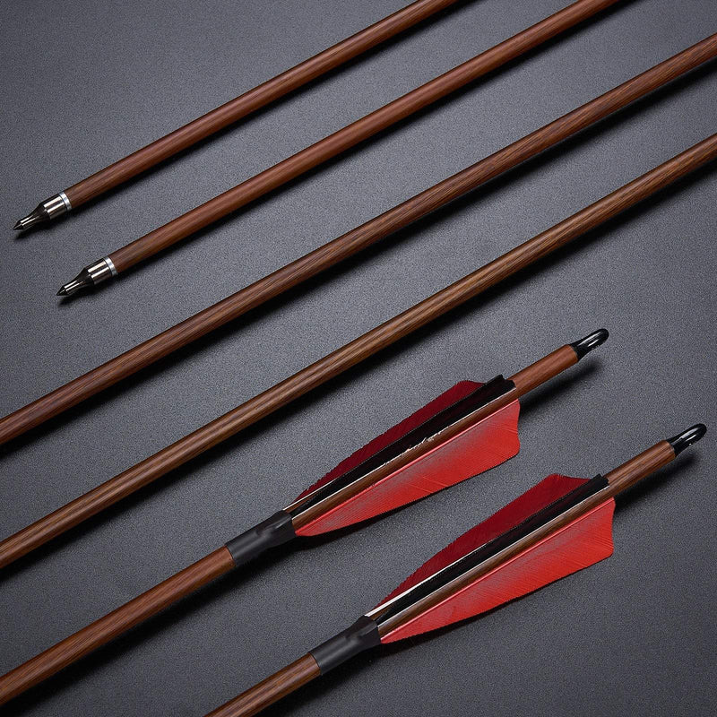 12pcs Archery 30" Turkey Feather Carbon Arrows Spine 500 Target Hunting Arrows