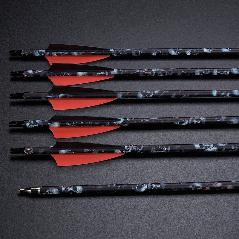 12pcs 30" Archery Pattern Carbon Arrows ID6.2 SP 500 Compound Traditional Bow Hunting