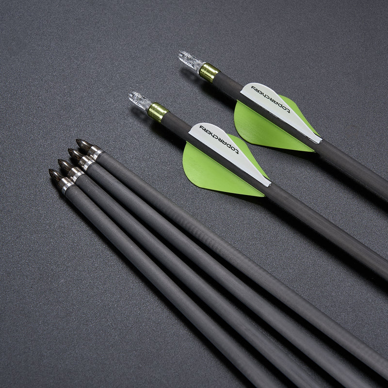 6pcs 30" Pure Carbon Arrows Straightness 0.003 Spine 300/350/400 For Recurve Compound Bow