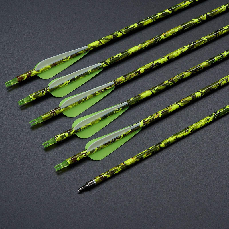 12pcs 30" Archery Pattern Carbon Arrows ID6.2 SP 500 Compound Traditional Bow Hunting