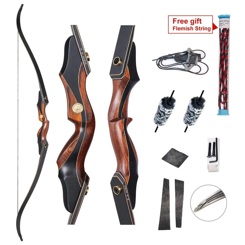 Archery 60" Takedown Recurve Hunting Bow Right Hand with Flemish Bowstring 30-50 LBS