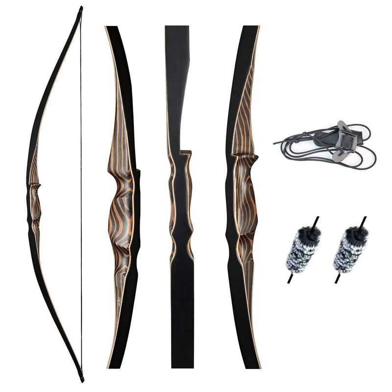 54" Archery Traditional Recurve Hunting Bow Right Hand Handmade Wooden Laminated Bow with Arrow Rest 20-70lbs