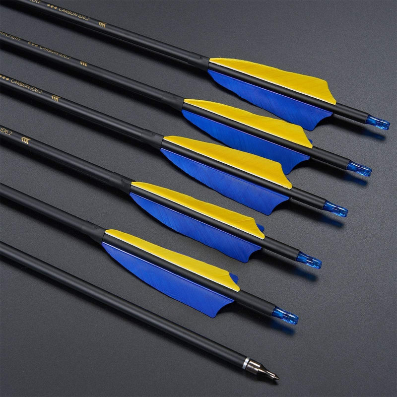 12pcs 30" Archery Feather Fletched Carbon Arrow Spine 600 For Outdoor Shooting Accessories