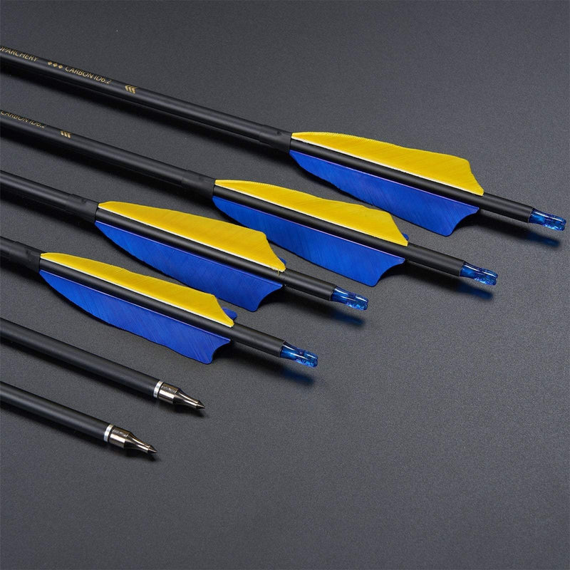 12pcs 30" Archery Feather Fletched Carbon Arrow Spine 600 For Outdoor Shooting Accessories
