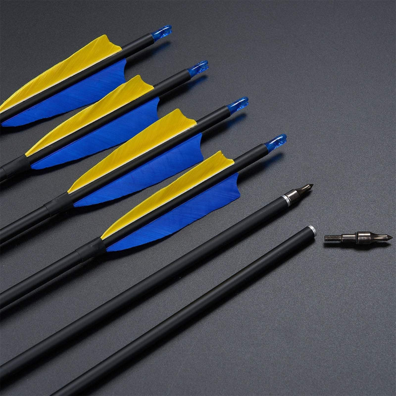 12pcs 30" Archery Feather Fletched Carbon Arrow Spine 600 For Outdoor Shooting Accessories