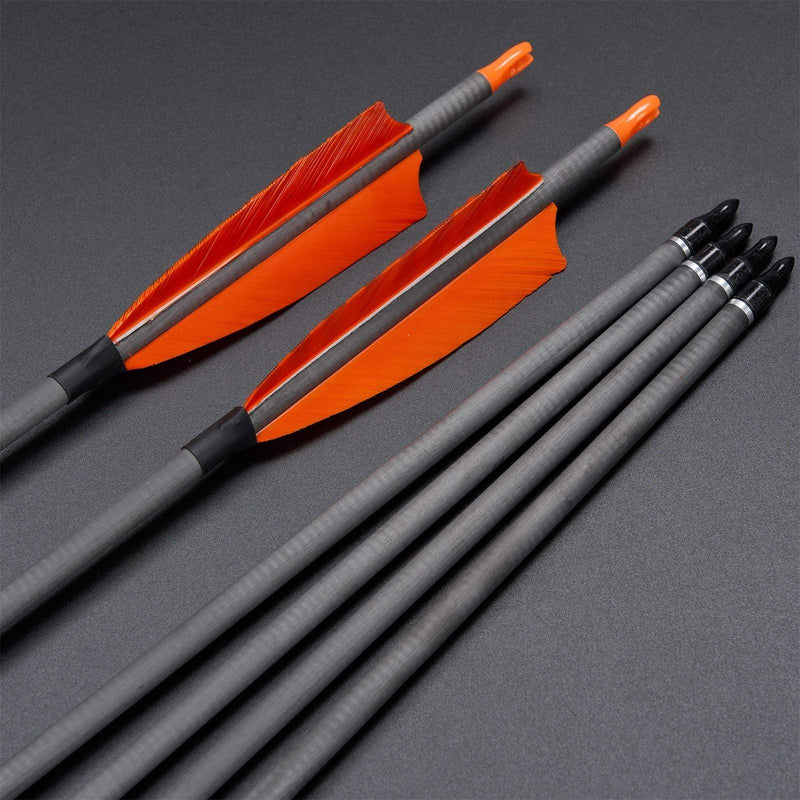 12pcs 32" Archery Turkey Feather Fletched Pure Carbon Arrows Spine 400 For Target Practice Shooting