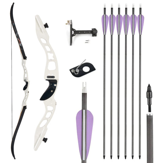 66" Archery Competition Recurve Bow and Arrow Set Right Hand for Beginner 18-50lbs