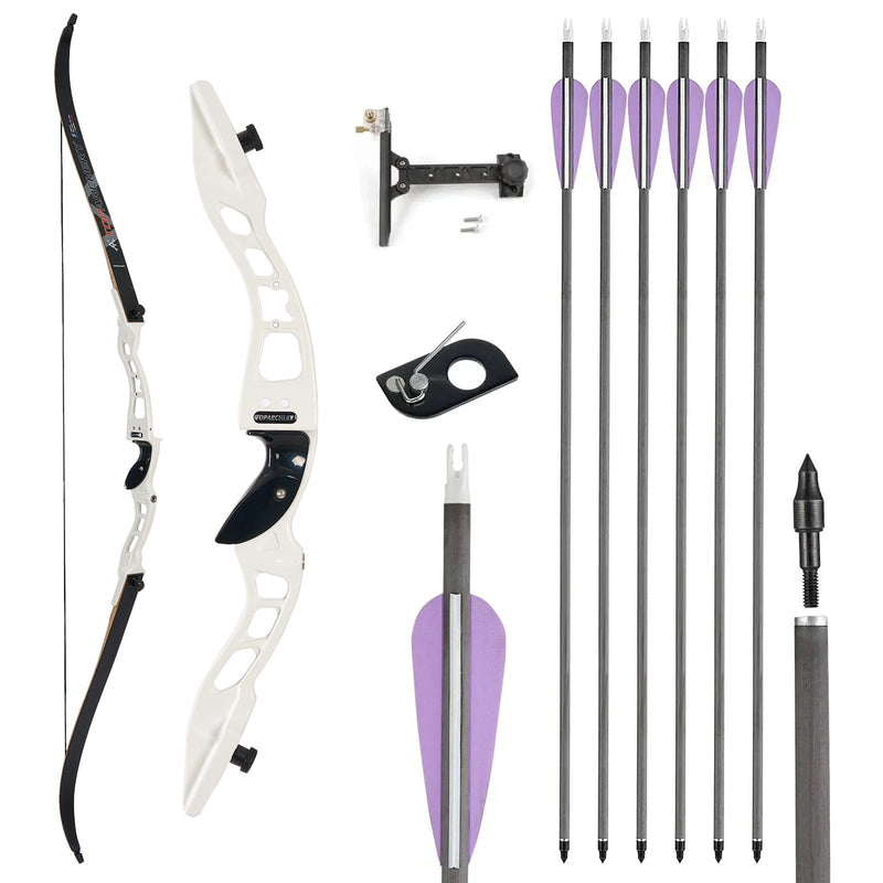 66" Archery Competition Recurve Bow and Arrow Set Right Hand for Beginner 18-50lbs