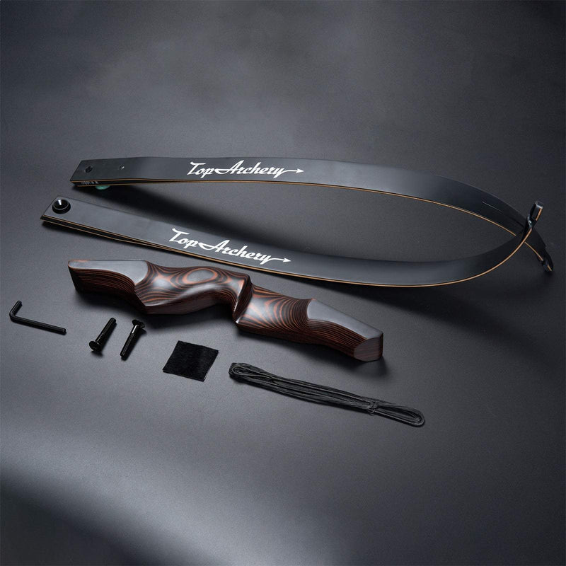 60" Archery Recurve Hunting Bow Wood Laminated Right Hand Bow 30-50lbs with 12pcs Carbon Arrows