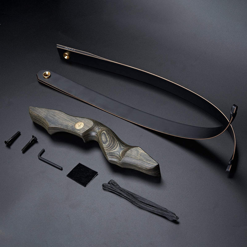 60" Archery Recurve Hunting Bow Wood Laminated Right Hand Bow 30-50lbs with 12pcs Carbon Arrows