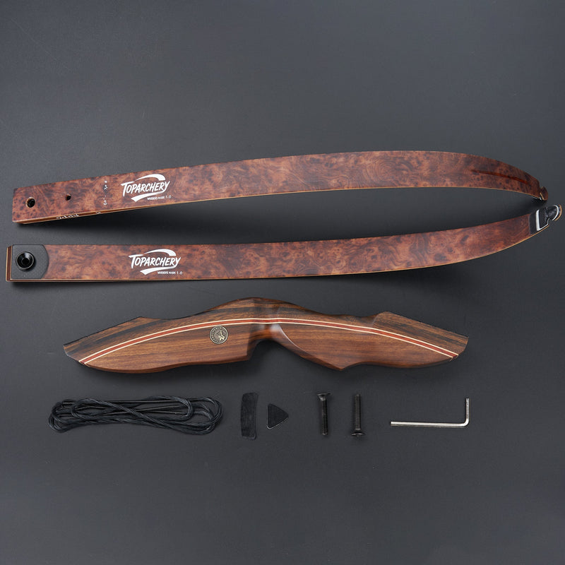 Archery 60" Recurve Hunting Bow and Arrow Set RH Wood Laminated Bow with Quiver Gears 20-60lbs