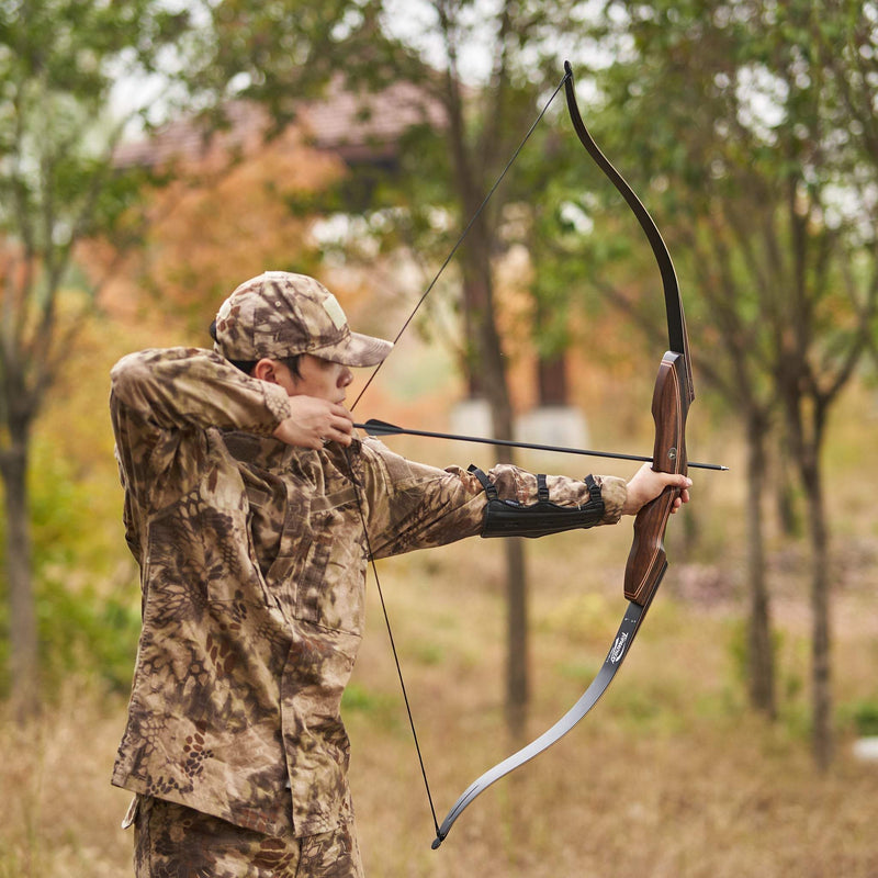 Archery 60" Hunting Bow Takedown Recurve Wood Laminated Bow RH 20-60lbs