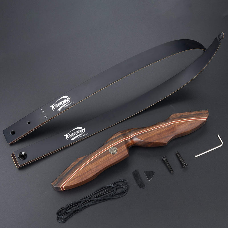 60" Archery Recurve Hunting Bow Wood Laminated Right Hand Bow 25-50lbs with 12pcs Carbon Arrows