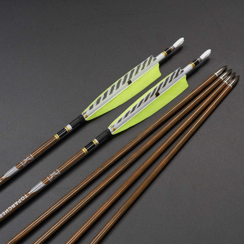 12pcs 31" Archery Pure Carbon Arrows Turkey Feather Fletched Spine 300-600