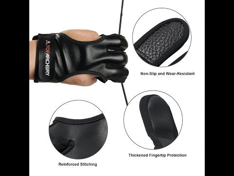 Archery Hand Guard Protective PU Leather 3 Fingers Glove Archer Fingers Tab